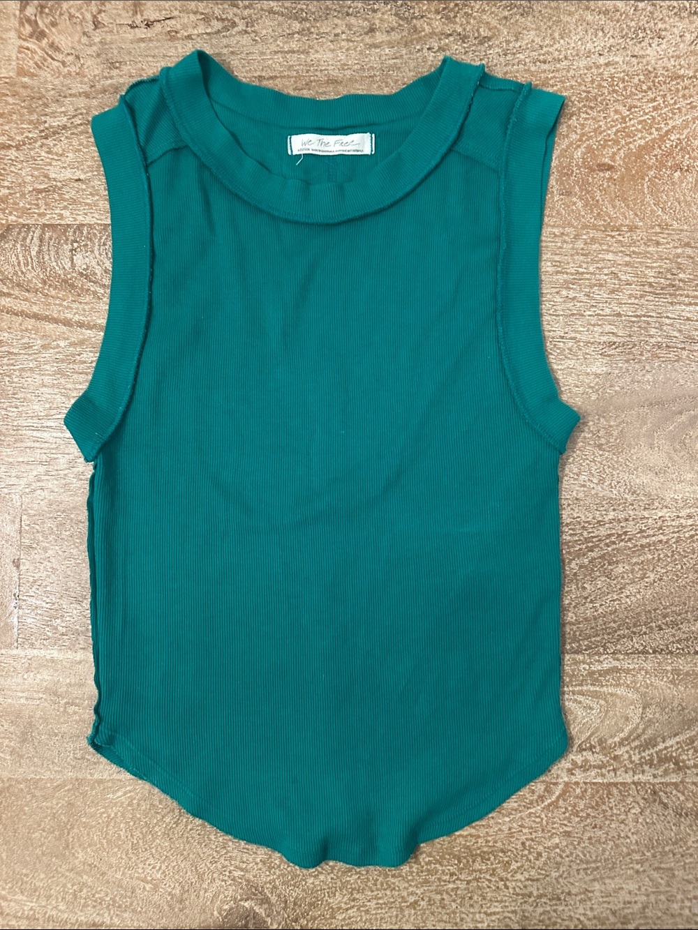 Free People Teal Sleeveless Ribbed Tank